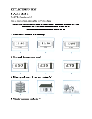 Bài tập luyện nghe môn Tiếng Anh Lớp 5 - Test 1